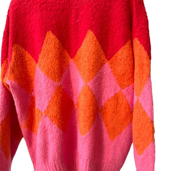 SACAI: Men's Red Argyle Cotton Cardigan - 1 - Picture 2 of 10